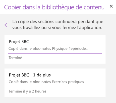 Afficher les sections distribuées.
