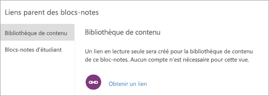 Créer des liens parent et tuteur vers la bibliothèque de contenu en sélectionnant