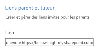 Les liens parent et tuteur créent des liens hypertextes dans Gérer les blocs-notes.