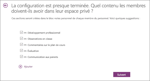 Bloc-notes du personnel enseignant : spécifier ce qui se trouve dans les sections staffs