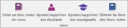Groupe Gérer dans l’onglet Bloc-notes pour la classe