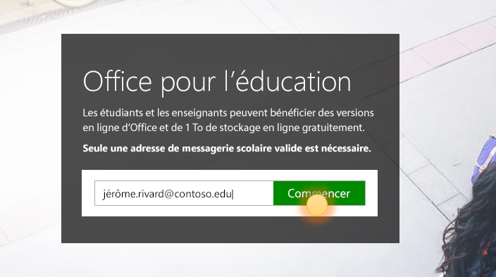 Capture d’écran de la page de connexion Prise en main.
