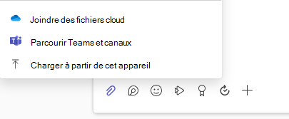 Capture d’écran montrant le menu Des options de pièce jointe.