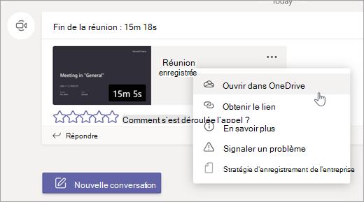 Options d’enregistrement de réunions Microsoft Teams