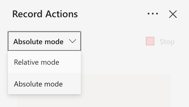 Choisissez entre le mode Absolu ou Relatif lors de l’enregistrement des actions.