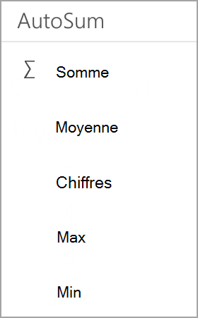 Tablette Android Excel Sum