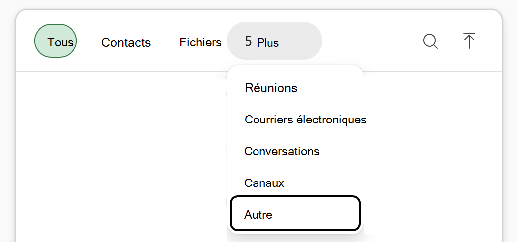 Capture d’écran du menu « Ajouter du contenu de travail » de Copilot dans Excel, avec « Plus » et « Autres » mis en surbrillance.