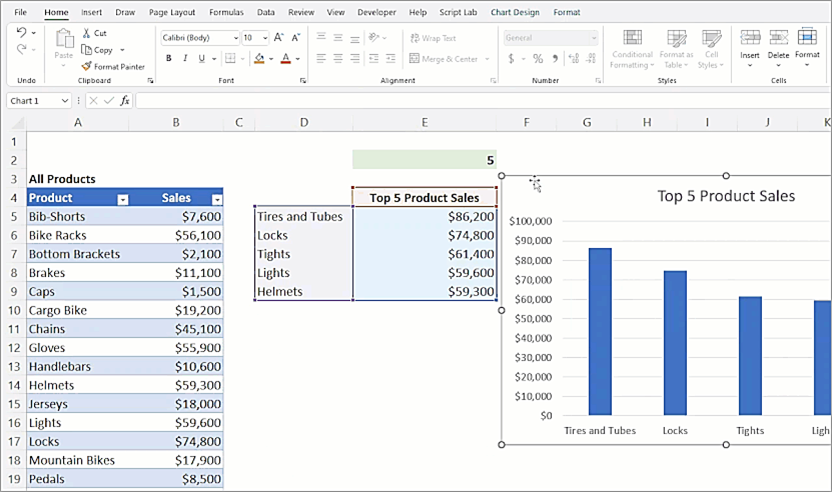 Graphique dynamique dans Excel