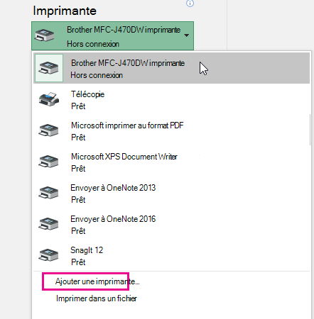 Cliquez sur Ajouter une imprimante pour ajouter l’imprimante que vous avez choisie.