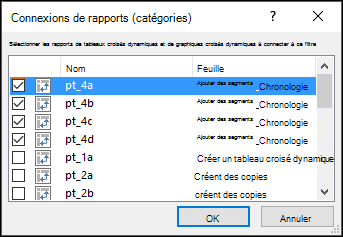 Connexions du rapport de segment à partir des options des outils > de segment