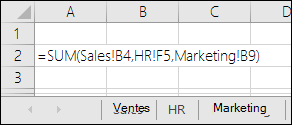 Référence de formule sur plusieurs feuilles Excel