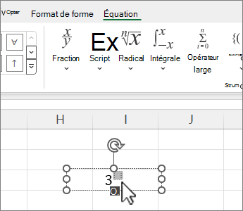 Équation dans une feuille de calcul avec des carrés et des valeurs