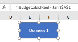 Forme sélectionnée pour afficher le nom du lien dans la barre de formule