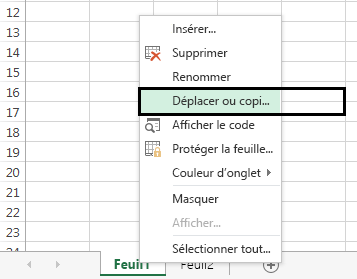 Menu contextuel de l’onglet