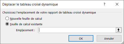 Boîte de dialogue Déplacer le tableau croisé dynamique