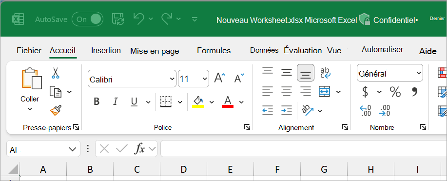 Nouveau fichier Excel