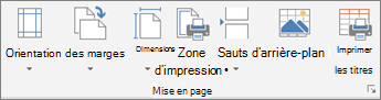 Lanceur de la boîte de dialogue Mise en page