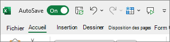 Barre d’outils Accès rapide affichée au-dessus du ruban