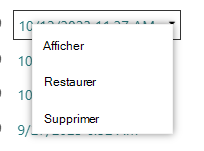 Option de restauration Excel