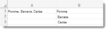 Exemple de fonction SPLITTEXT Excel