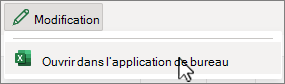 Ouvrir l’application de bureau Excel capture d’écran
