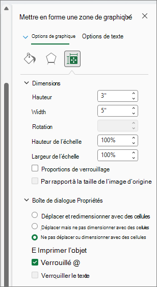 Capture d’écran montrant le volet Propriétés dans la mise en forme de la zone du graphique.