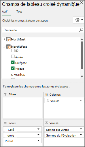 Liste de champs pour plusieurs tables