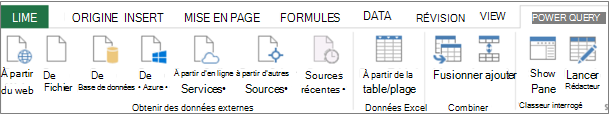 Ruban Power Query Excel 2013