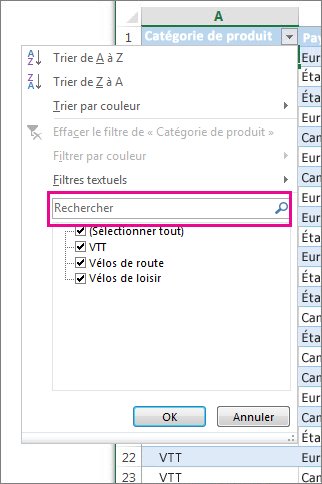 Filtrer en cherchant