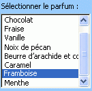 Exemple de contrôle de formulaire de zone de liste
