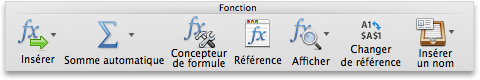 Onglet Formules, groupe Fonction