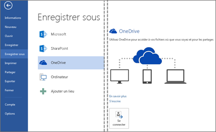 Enregistrer un fichier dans OneDrive