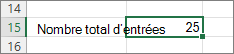 Capture d’écran montrant les résultats de la fonction NBVAL.