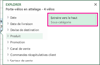 Bouton Monter dans la hiérarchie dans la zone Explorer