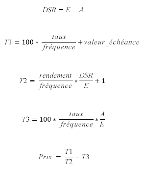 Formule PRICE quand N <= 1