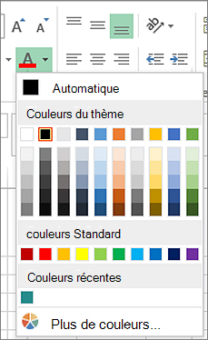 Sélecteur de couleurs de police