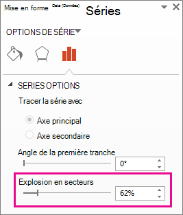 Curseur Explosion dans le volet Format de série de données