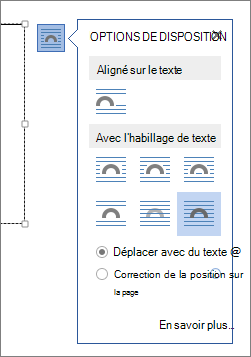 Options de mise en page de zone de texte