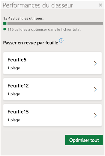 Performances du classeur