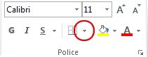 Bouton Bordures dans le groupe Police