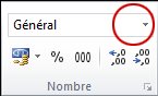 Liste Format de nombre dans le groupe Nombre de l’onglet Accueil