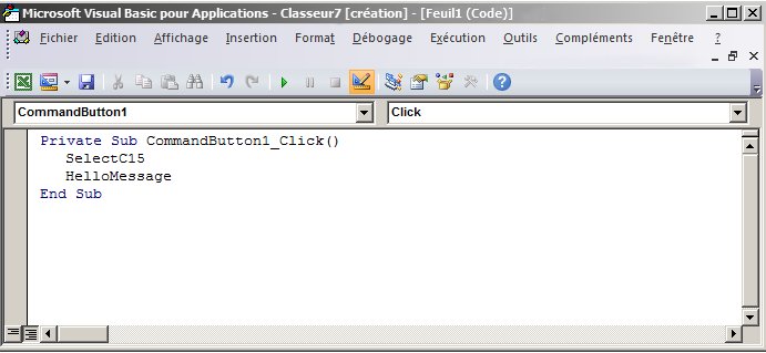 Sous-procédure dans Visual Basic Editor
