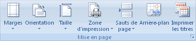Capture d’écran du groupe Mise en page.