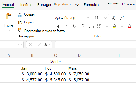 Capture d’écran de la liste déroulante Choisir une autre taille de police.