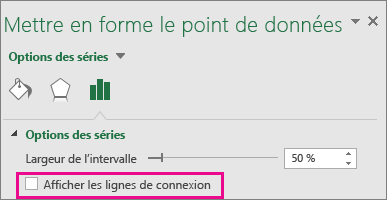 Volet Office Mettre en forme le point de données avec la case Afficher les lignes de connexion décochée dans Office 2016