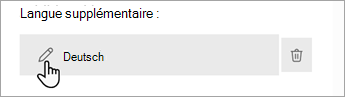 Capture d’écran montrant l’icône Modifier le crayon que vous pouvez utiliser pour ajouter des langues à votre formulaire ou questionnaire Microsoft.