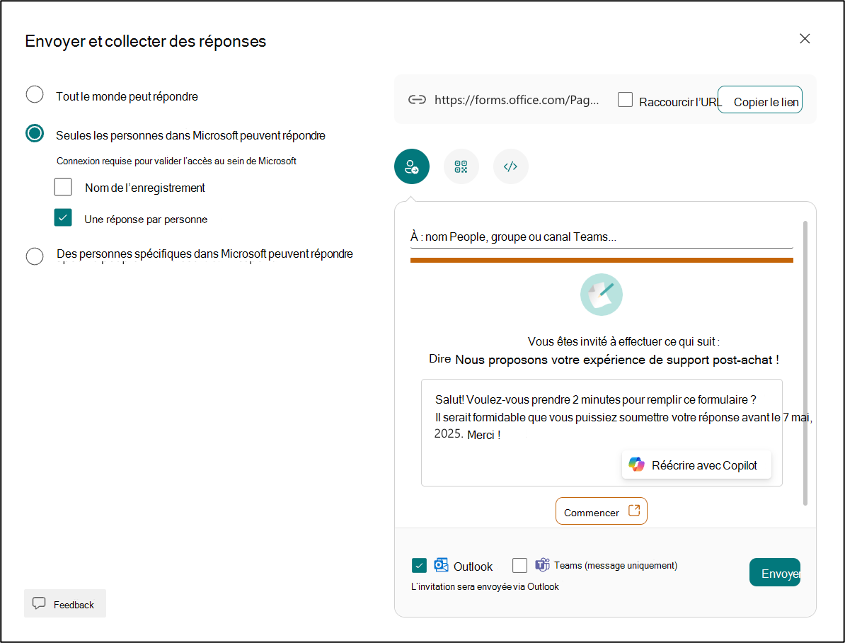Interface utilisateur de distribution de formulaires