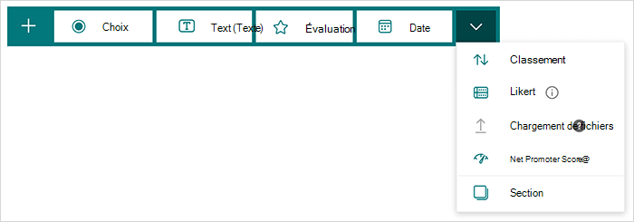 Options de type de question dans Microsoft Forms