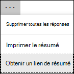 Option Obtenir un lien résumé dans Microsoft Forms