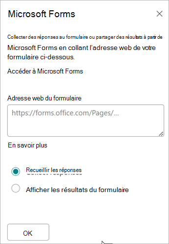 Collez l’URL de votre formulaire dans le champ Adresse web du formulaire.